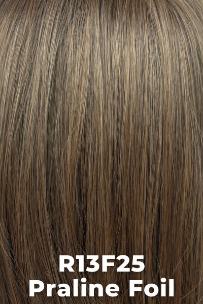 Color Praline Foil (R13F25) for Raquel Welch wig Play It Straight.  Light brown with golden blonde highlights framing the face.