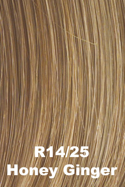 Color Honey Ginger (R14/25) for Raquel Welch wig Trend Setter Large.  Dark blonde base with honey blonde and ginger blonde highlights.