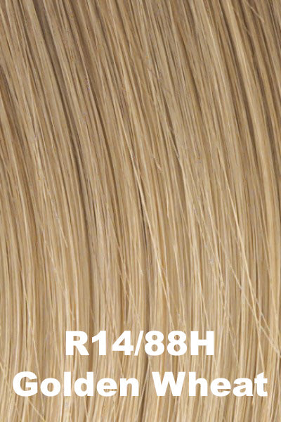 Color Golden Wheat (R14/88H) for Raquel Welch Top Piece Top Billing 16" Human Hair.  Dark blonde base with golden platinum blonde highlights.