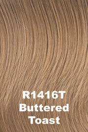 Color Buttered Toast (R1416T) for Raquel Welch Top Piece Top Billing 16" Human Hair.  Dark blonde with a cool ashy undertone and golden blonde tips.