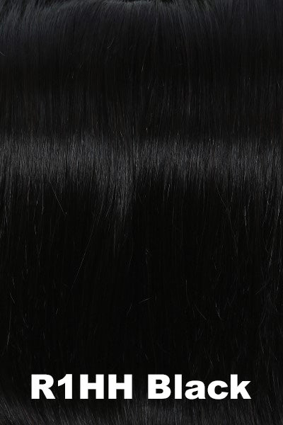 Color Black (R1HH) for Raquel Welch Top Piece Top Billing 16" Human Hair.  Dark raven black base.