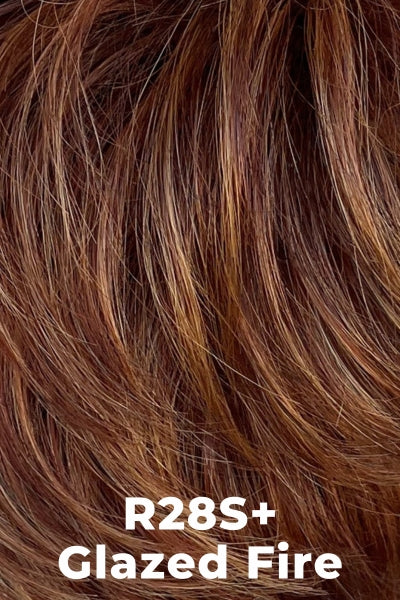 Color Glazed Fire (R28S) for Raquel Welch wig Sparkle.  Dark auburn base with bright copper highlights.
