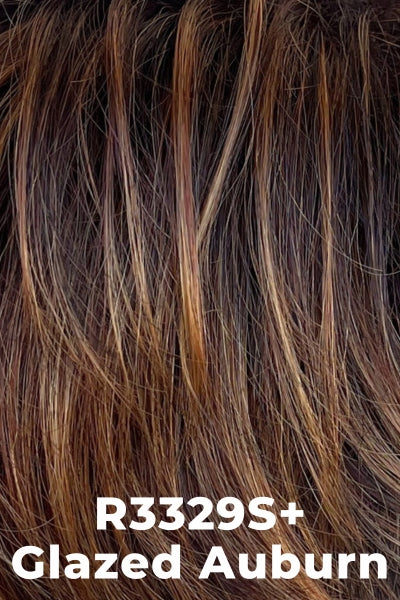 Color Glazed Auburn (R3329S) for Raquel Welch wig Sparkle.  Dark chestnut brown base with auburn and copper highlights.