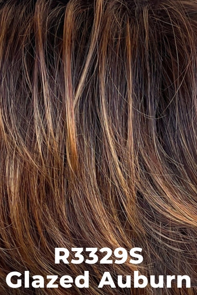 Raquel Welch - Synthetic Colors - Glazed Auburn (R3329S). Rich dark Reddish Brown w/ pale Peach Blonde highlights.