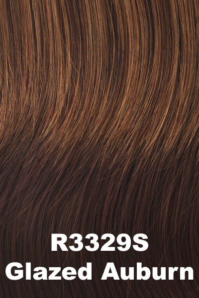 Raquel Welch Wigs - Winner Premium - Glazed Auburn (R3329S). Rich dark reddish brown w/ pale peach blonde highlights.