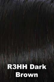 Color Dark Brown (R3HH) for Raquel Welch Top Piece Top Billing 16" Human Hair.  Off black base.
