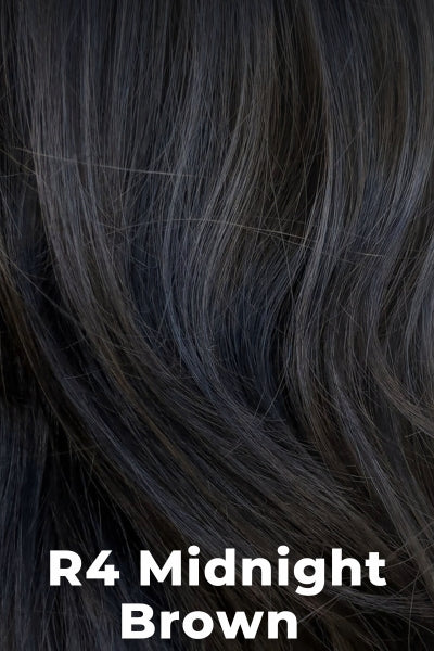 Color Midnight Brown (R4) for Raquel Welch wig Play It Straight.  Darkest midnight brown.