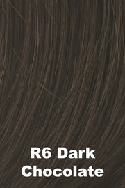 Color Dark Chocolate (R6) for Raquel Welch Top Piece Top Billing 16" Human Hair.  Rich dark chocolate brown.