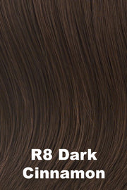 Color Dark Cinnamon (R8) for Raquel Welch Top Piece Top Billing 16" Human Hair.  Rich medium brown with a warm undertone.