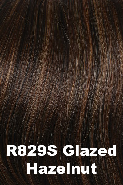 Raquel Welch Toppers - Aperitif - Glazed Hazelnut (R829S). Med Brown w/ Ginger highlighting on top.