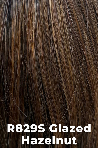 Raquel Welch Wigs - Dress Code Large - Glazed Hazelnut (R829S). Med Brown w/ Ginger highlighting on top.