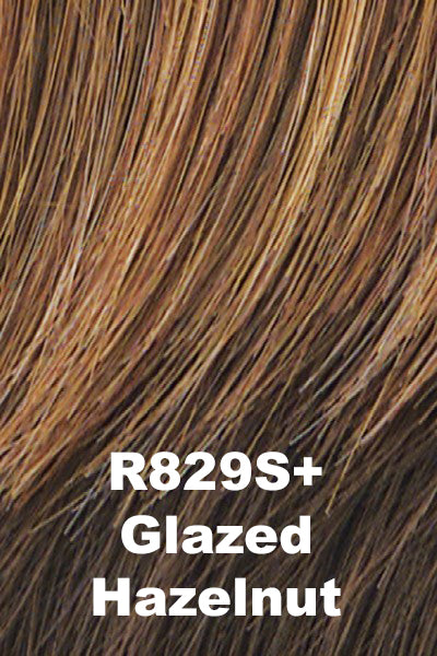 Color Glazed Hazelnut (R829S+)  for Raquel Welch wig Voltage Petite.  Rich medium brown with copper blonde highlights.