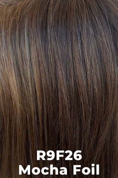 Color Mocha Foil (R9F26) for Raquel Welch wig Star Quality.  Medium brown base with golden blonde face framing highlights.