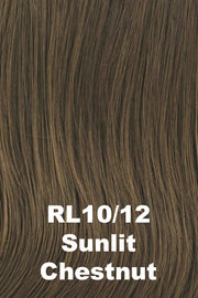 Color Sunlit Chestnut (RL10/12) for Raquel Welch wig Black Tie Chic.  Light neutral chestnut brown blended with light brown.