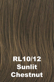 Color Sunlit Chestnut (RL10/12) for Raquel Welch wig Born to Shine.  Light neutral chestnut brown blended with light brown.