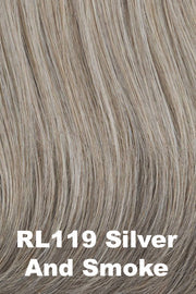 Color Silver & Smoke (RL119) for Raquel Welch wig Born to Shine.  Walnut brown and grey blend with a dark nape.