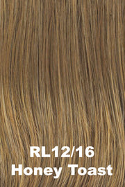 Color Honey Toast (RL12/16) for Raquel Welch wig Born to Shine.  Dark blonde with neutral blonde and warm blonde highlights.