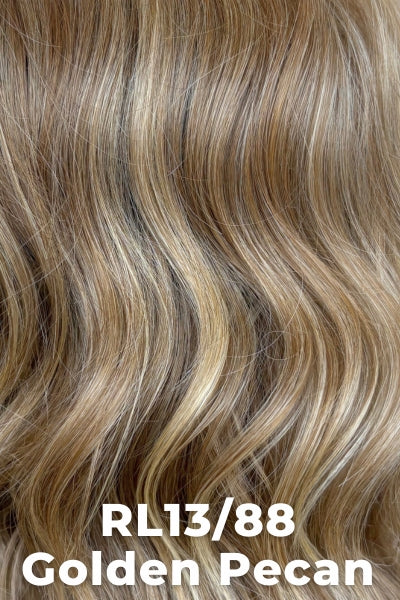Color Golden Pecan (RL13/88) for Raquel Welch Top Piece Top Billing 12".  Medium blonde with warm toned beige and creamy blonde blend.