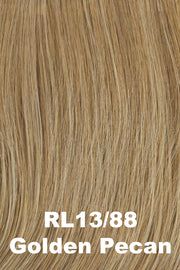 Color Golden Pecan (RL13/88) for Raquel Welch Top Piece Top Billing 18" Lace Front.  Medium blonde with warm toned beige and creamy blonde blend.