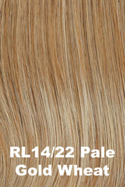 Color Pale Gold Wheat (RL14/22) for Raquel Welch wig Born to Shine.  Warm medium blonde blended with pale cool blonde highlights.