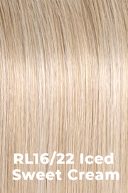 Color Iced Sweet Cream (RL16/22) for Raquel Welch wig Made You Look.  Pale blonde base with platinum blonde highlights.