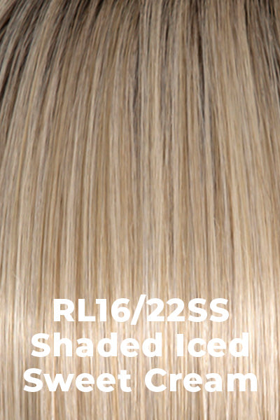Color Shaded Iced Sweet Cream (RL16/22SS) for Raquel Welch Top Piece Top Billing Wavy 8". Pale Blonde w/ a hint of Platinum highlighting plus dark Roots.