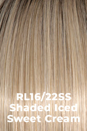Color Shaded Iced Sweet Cream (RL16/22SS) for Raquel Welch wig Black Tie Chic.  Rooted pale blonde base with platinum blonde highlights.