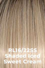 Color Shaded Iced Sweet Cream (RL16/22SS) for Raquel Welch wig Stay the Night.  Rooted pale blonde base with platinum blonde highlights.