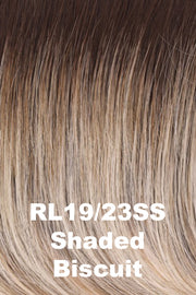 Color Shaded Biscuit (RL19/23SS) for Raquel Welch wig Big Spender.  Light ash blonde and platinum blonde blend with a dark root.