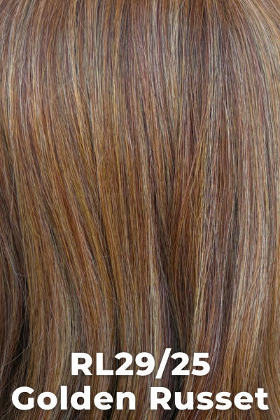 Color Golden Russet (RL29/25) for Raquel Welch wig Advanced French.  Ginger blonde base with copper, strawberry blonde, and golden blonde highlights.