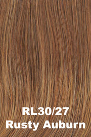 Color Rusty Auburn (RL30/27) for Raquel Welch Top Piece Top Billing Wavy 14".  Rusty auburn base with strawberry and honey blonde highlights.