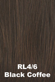 Color Black Coffee (RL4/6) for Raquel Welch wig Born to Shine.  Rich brown base blended with medium chocolate brown.