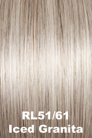 Color Iced Granita (RL51/61) for Raquel Welch wig Portrait Mode.  Lightest grey with light brown and platinum blonde woven throughout and gradually blending to darker grey nape.