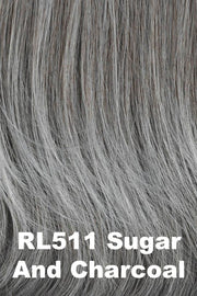 Color Sugar & Charcoal (RL511) for Raquel Welch wig Big Spender.  Steel grey base with heavier light grey highlights in the front.