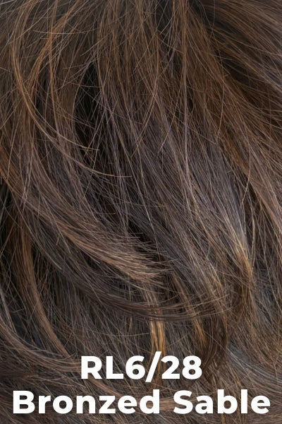 Color Bronzed Sable (RL6/28) for Raquel Welch wig Advanced French.  Medium brown with a hint of auburn and chestnut brown highlights.