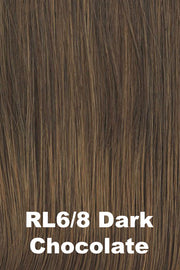 Color Dark Chocolate (RL6/8) for Raquel Welch wig Black Tie Chic.  Medium chocolate brown blended with warm medium brown.
