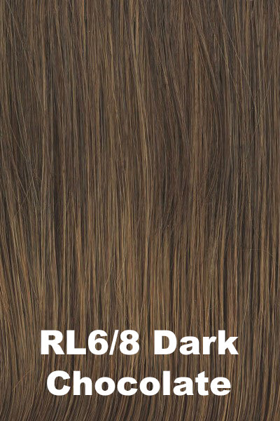 Color Dark Chocolate (RL6/8). for Raquel Welch Top Piece Top Billing Wavy 8". Rich Dark Brown.