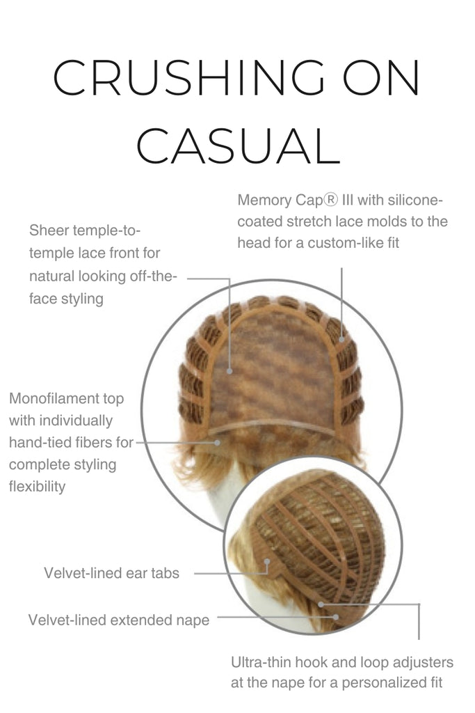 Close up of monofilament top and lace front.