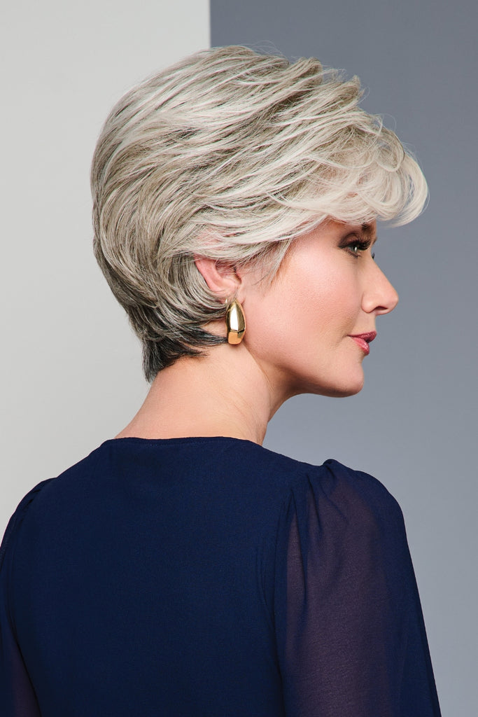 Model styling the color Silver (RL56/60) by Raquel Welch.