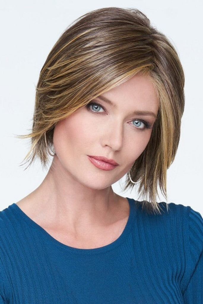 Model wearing Raquel Welch wig Real Deal 1.