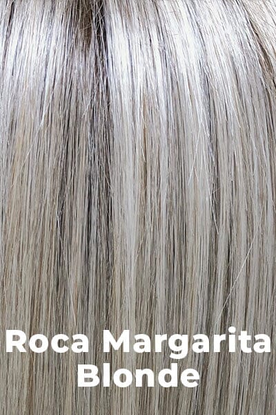 Belle Tress Wigs - Lemonade (#6078) A blend of silver, pure ash, and coconut blonde, with soft, cool medium, and light brown roots.