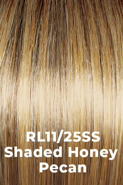 Color Shaded Honey Pecan (RL11/25SS) for Raquel Welch Top Piece Unmatched 18". Rich Light Brown with Golden highlights and dark rooting