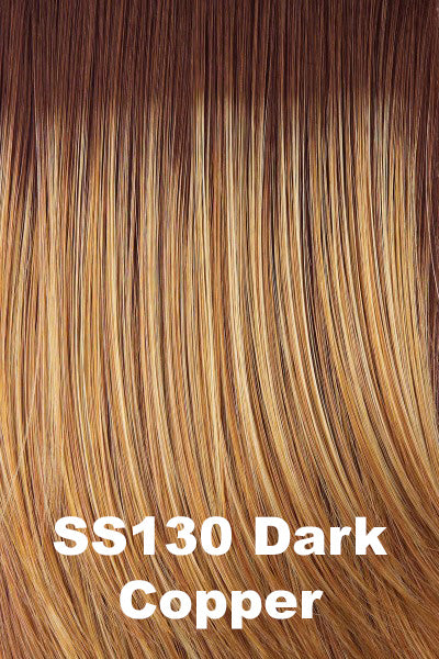 Raquel Welch Wigs - Winner Premium - Shaded Dark Copper (SS130). Bright reddish brown w/ subtle copper highlights and dark brown roots.