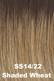 Color Shaded Wheat (SS14/22) for Raquel Welch Top Piece Top Billing 16" Human Hair.  Dark rooting blended into a wheat blonde base with subtle golden undertones.