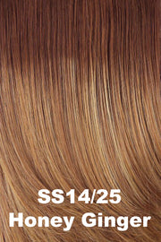 Color Shaded Honey Ginger (SS14/25) for Raquel Welch Top Piece Top Billing 16" Human Hair.  Dark blonde undertones with a medium honey-ginger blonde mix that blends into a dark root.