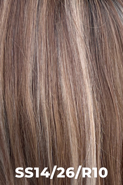 TressAllure - Human Hair Colors - SS14/26/R10. Light Red Brown Gold Blonde Highlights Rooted Medium Brown.
