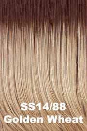 Color Shaded Golden Wheat (SS14/88) for Raquel Welch Top Piece Top Billing 16" Human Hair.  Dark blonde base with natural blonde, creamy blonde highlights, and dark roots.