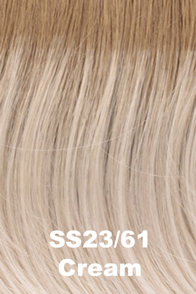 Color Shaded Cream (SS23/61) for Raquel Welch wig Crushing on Casual Elite.  Blend of platinum blonde, icy blonde and creamy blonde base with medium ash blonde roots.