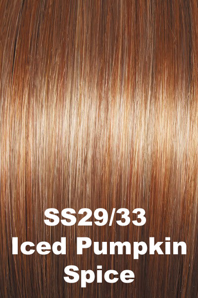 Color Shaded Iced Pumpkin Spice (SS29/33)  for Raquel Welch wig Voltage Petite.  Bright strawberry blonde base with copper highlights and dark red brown roots.
