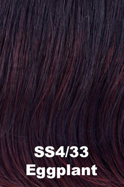 Color Shaded Eggplant (SS4/33) for Raquel Welch wig Crushing on Casual Elite.  Dark black/brown base with bright auburn highlights and a dark root.